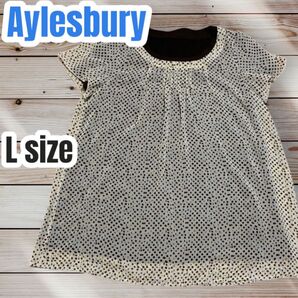 Aylesbury シアー カットソー ブラウス 裏地ドッキング 東京スタイル ブラウン系 Lサイズ