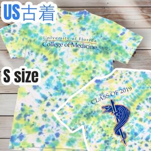 フロリダ大学医学部 2019年卒業生 カレッジ US古着 両面プリント タイダイ 半袖 Tシャツ
