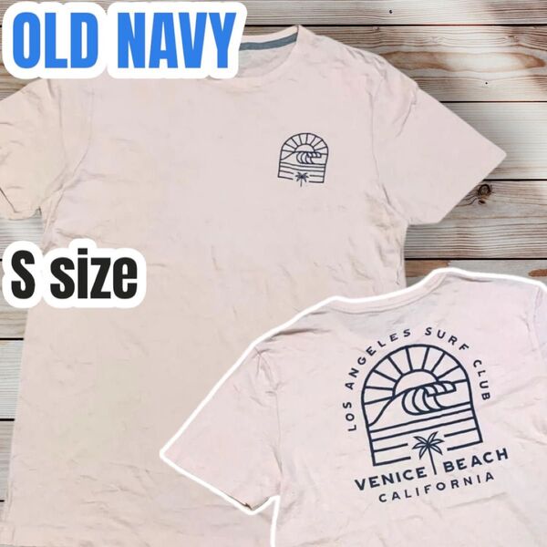OLD NAVY 両面プリント 半袖 Tシャツ カットソー ビッグプリント ピンク系 Sサイズ ユニセックス レディース メンズ