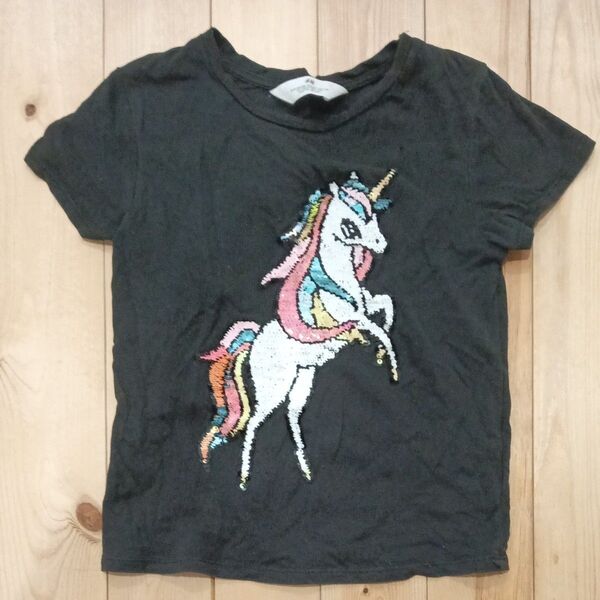 H&M スパンコール ユニコーンTシャツ