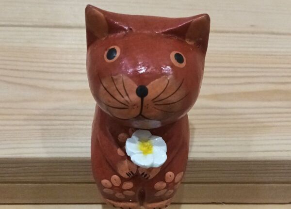 アジアン雑貨 バリ島 バリ猫2個セット 木製 猫の置物 インテリア