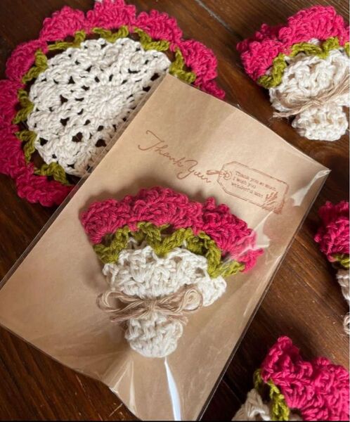 花束ドイリー コースター かぎ編み ハンドメイド プレゼント 贈り物