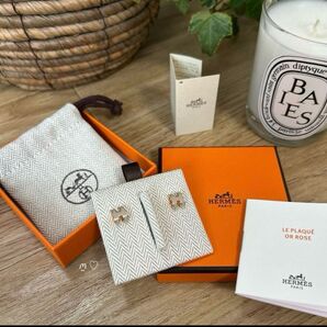 HERMES エルメス ポップアッシュミニピアス マロングラッセ/ピンクゴールド