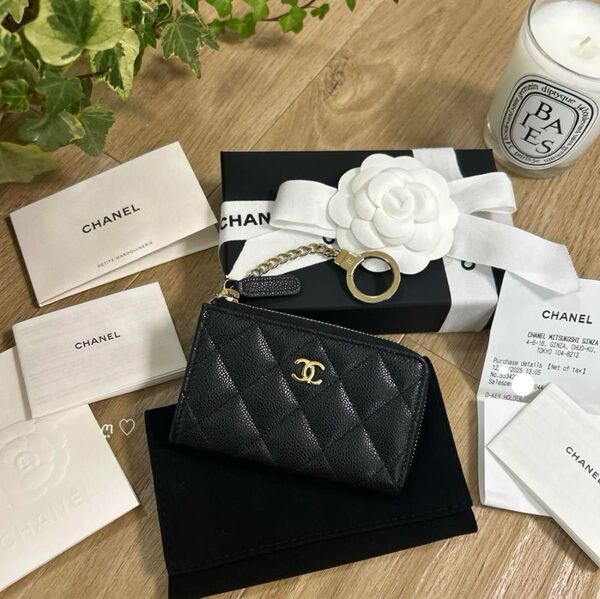 新品CHANELシャネル キーリング付コインカードケース ココマーク マトラッセ