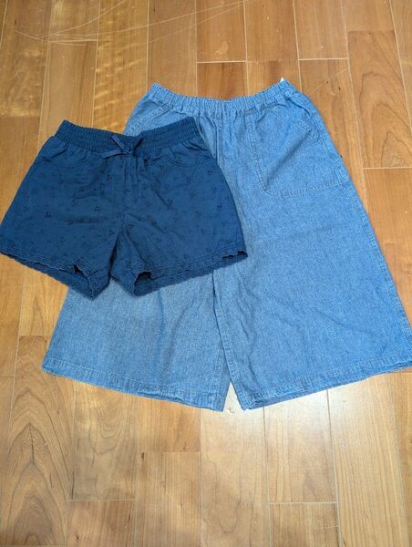 デニム 膝下 パンツ ショートパンツ 140 キッズ
