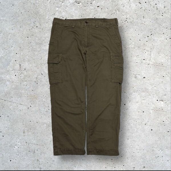 00s オーバーサイズ Eddie Bauer カーゴパンツ カーキ メンズXL ゆるだぼ y2k ミリタリー