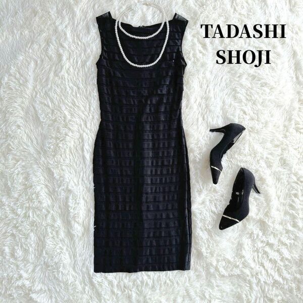 TADASHI SHOJI ブラック 装飾ノースリーブ ワンピース XS 美品