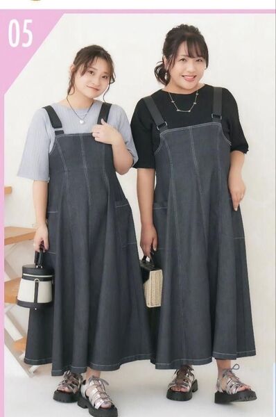 【美品】ひな×たいよう デニムフレアジャンスカ 3L ブラック