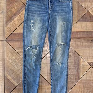 ♪Just jeans 穴あきダメージスキニージーンズ アンクル丈 28インチ♪