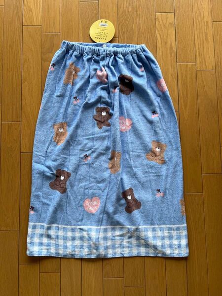 新品 ラップタオル プールタオル 小学生 女の子 女子 80cm くま 巻きタオル