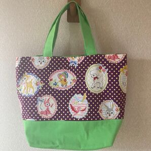 ハンドメイド 少し大きめトートバッグ レトロ柄