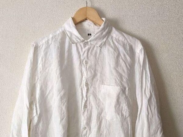 ■UNIQLOユニクロ リネン100%長袖シャツメンズ XLサイズ 白