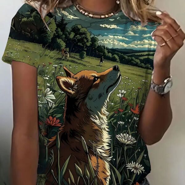 キツネ柄 半袖Tシャツ