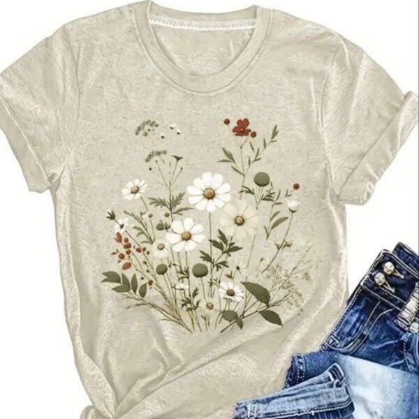 ゆったり 花柄 半袖Tシャツ 最終価格