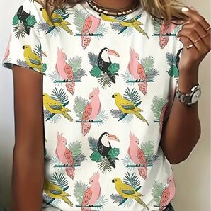 鳥柄 半袖Tシャツ