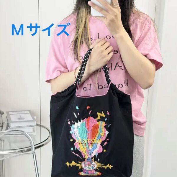 刺繍折り畳みエコバッグ トートバッグ ナイロン