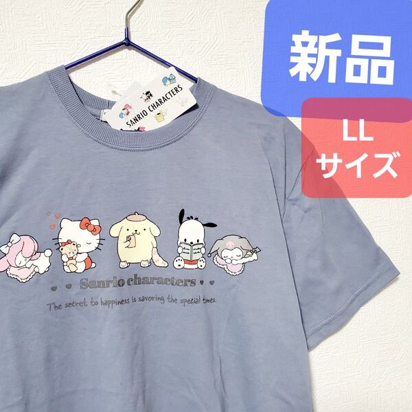 新品 Sanrio Tシャツ LLサイズ サンリオ ポムポムプリン サックス キティ ポチャッコ マイメロ クロミ タイニーチャム