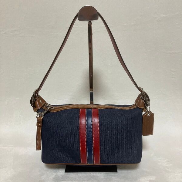 【美品】COACH コーチ アクセサリーポーチミニバッグ ワンショルダー デニム 6854