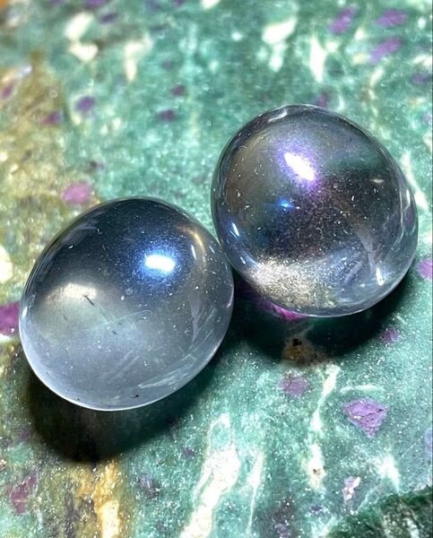 オーラクォーツ【蒸着水晶】タンブル◆2個セット◆天然石◆パワーストーン