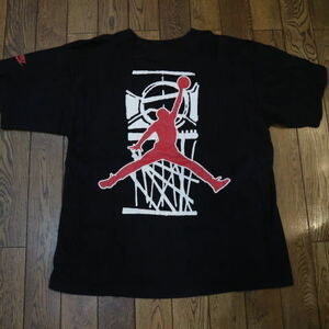 90s USA製 NIKE JORDAN Tシャツ L ブラック 両面プリント ナイキ 銀タグ マイケルジョーダン ジャンプマン バスケ NBA ヴィンテージ