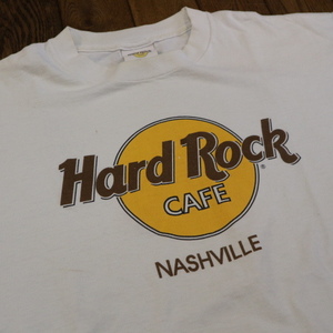 90s USA製 Hard Rock Cafe NASHVILL Tシャツ XL ホワイト ハードロックカフェ ロゴ 半袖 企業 レストラン