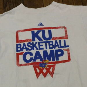 adidas KU basketball camp Tシャツ ホワイト トレフォイル ロゴ アディダス カレッジ Kansas Jayhawks スポーツ バスケットボール