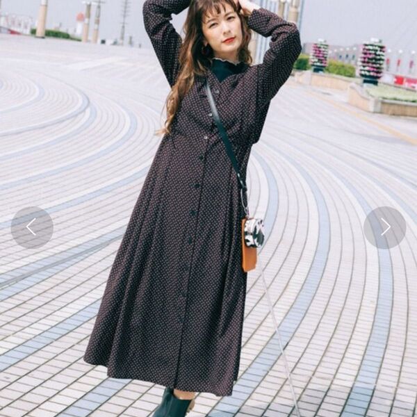 haco! スザンヌコラボ 羽織にもなるレトロ柄フレアーワンピース Mサイズ