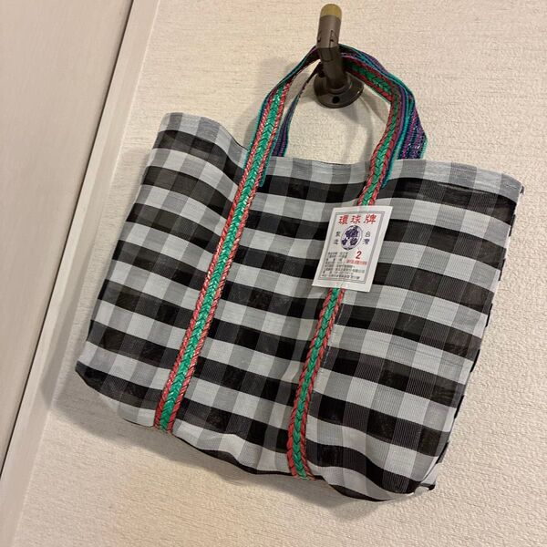 新品 台湾購入 漁師バック 高健 ブラック×ホワイト サイズ2 トートバッグ