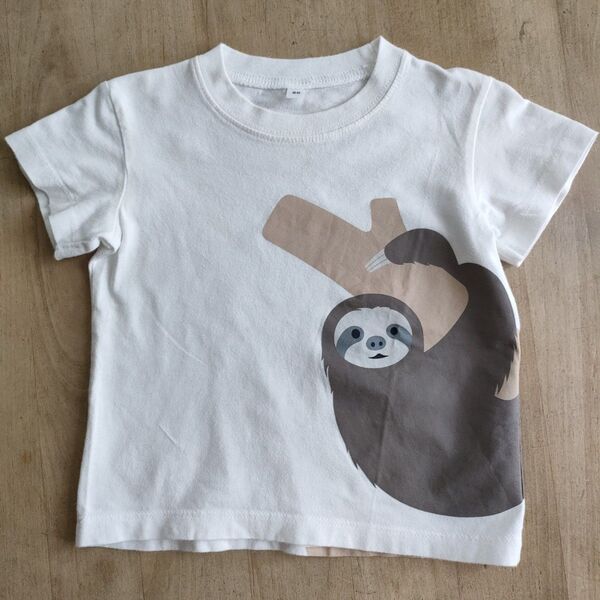 無印良品 Tシャツ キッズ 動物 半袖 無印 tシャツ ナマケモノ 90cm