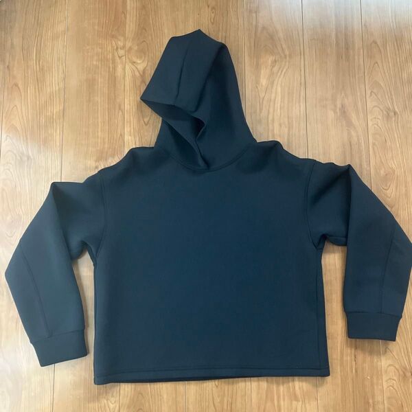 ユニクロ UNIQLO パーカー ブラック 黒 長袖 スウェット ストレッチドライスウェットプルパーカ レディースLサイズ