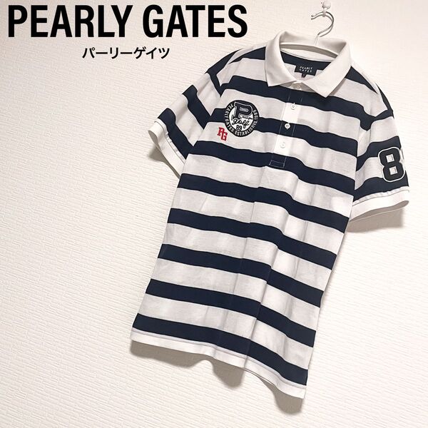 パーリーゲイツ 半袖 ボーダー ポロシャツ サイズ5 PEARLY GATES