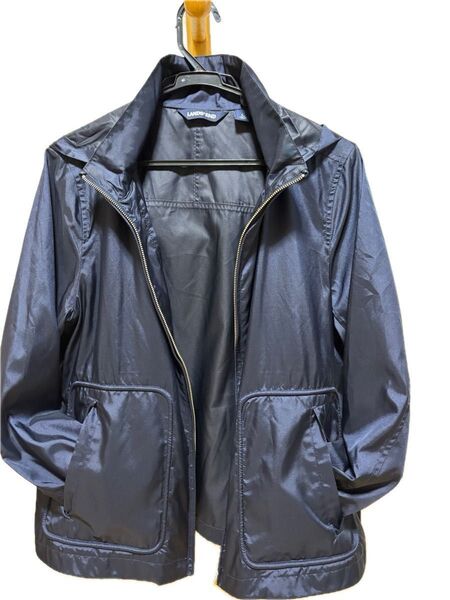 LANDS' END レディス ナイロンジャケット(フード内蔵 )ネイビー L