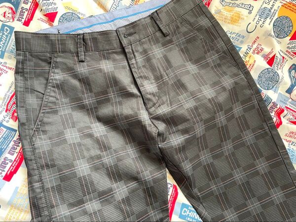 ★★早い者勝ち!!★超お買い得商品★GOLF&タウンメンズ・ブラックチェック柄パンツ春夏秋用【76サイズ】★