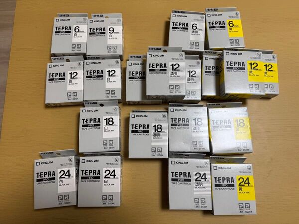 【純正新品】テプラテープ 白、透明、黄 各サイズから1個