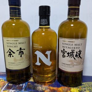 ニッカウヰスキー 余市、 宮城峡 、フロンティア 3本セット。