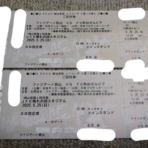 ファジアーノ岡山 VS FC町田ゼルビア チケット 2枚