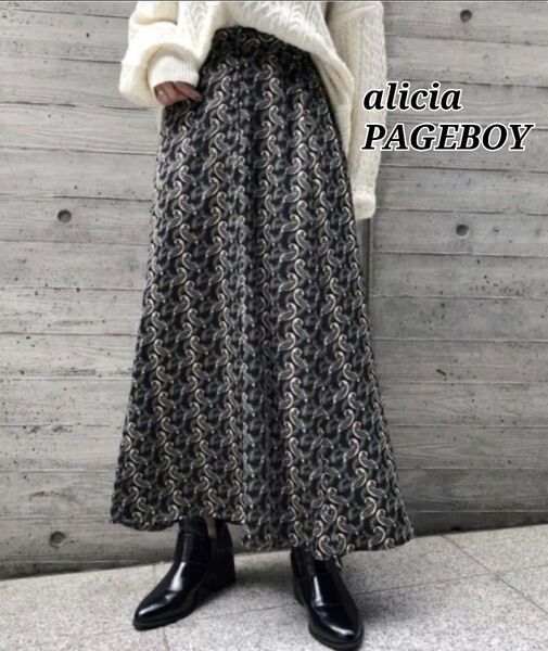 alicia PAGEBOY アリシア ページボーイ ペイズリー柄 フレアスカート 総柄 ウエストゴムあり