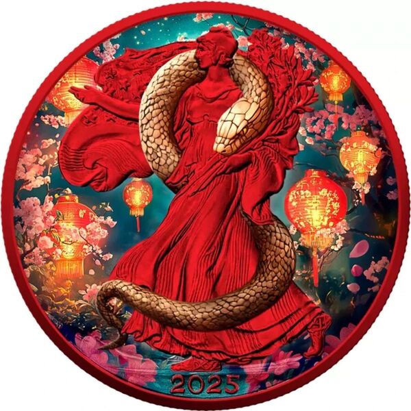 【イーグル銀貨】世界500枚限定カラー Year of the Wooden Snake 巳年 蛇 2025