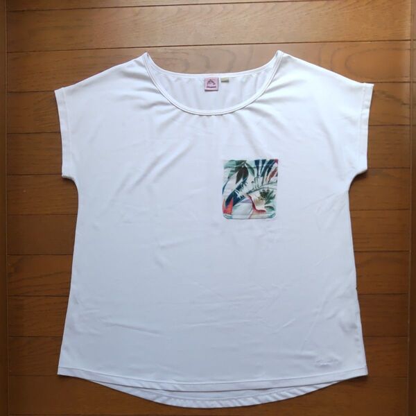 Shawnee フィットネスレディースTシャツ ホワイト ボタニカル柄