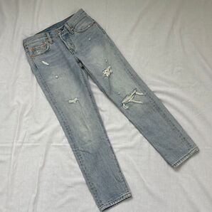 【JM-16】Levi's 501 T テーパードダメージデニム W24L28
