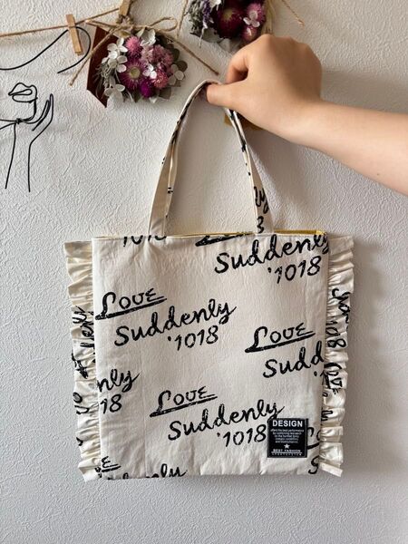 ハンドメイドバッグ ハンドメイド トートバッグ フリル付きバッグ エコバッグ サブバッグ おしゃれ