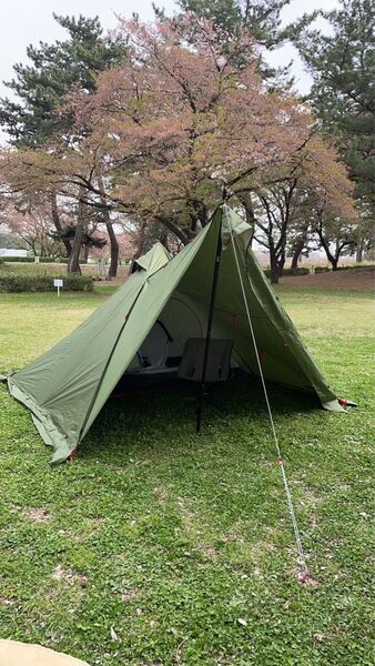 フォークテント 二又ポール 広々前室 280cm UVカット 耐水 ソロテント アウトドア サイドフラップ FIELDOOR