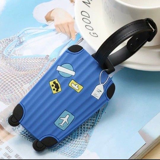 1個 ラゲッジタグ ネームタグ 旅行 トラベル 荷物用 スーツケース型 ブラック キッズ アメニティー 韓国