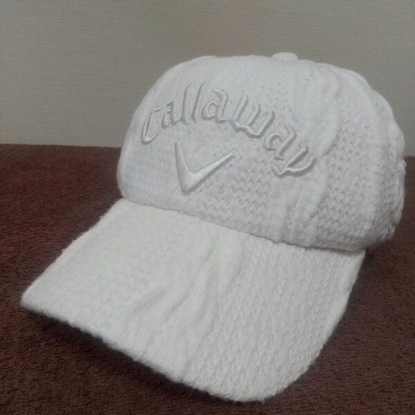 【レア】Callaway 縄網柄 ホワイト ゴルフキャップ 帽子