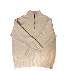 ユニクロ スフレヤーンハーフジップセーター アイボリー ニット メンズ ホワイト UNIQLO