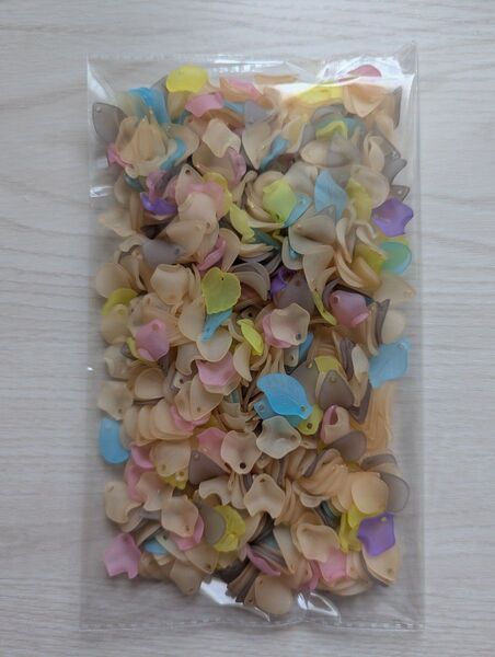 すりガラス風 花びら パーツ Mix ミックス オレンジ系 ピアス ハンドメイド 100g
