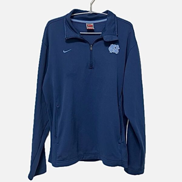 Nike ドリルトップ カレッジロゴ ハーフジップ ジャージ 青 古着
