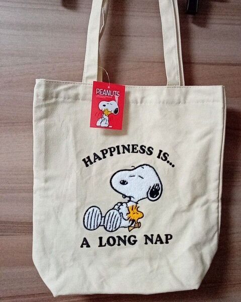 新品】PEANUTS スヌーピーさがら刺繍帆布トートバック トートバッグ 鞄
