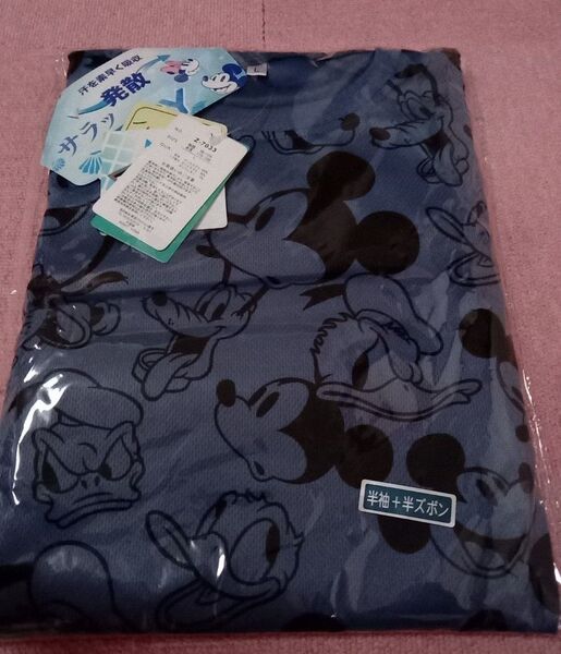 新品未使用 さらっとドライ ディズニー ミッキー ドナルド メンズルームウェア 半袖 Lサイズ 上下セット 半袖パジャマ