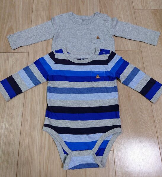 baby gapベビーギャップ ブラナンベア ボディスーツ ロンパース 長袖 6-12M 2枚 ボーダー・無地